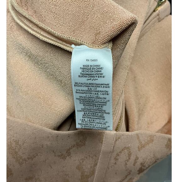 Mariam Anna Barska Snake-Embossed Midi Bodycon Dress “MAB30” Nude Camel Size L - Picture 7 of 8